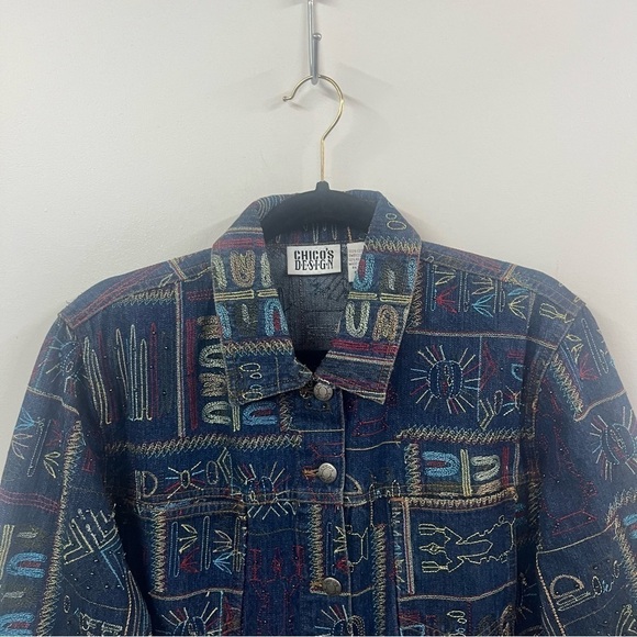 Chico’s Design Y2K Embroidered Denim Jean Jacket - Picture 2 of 14